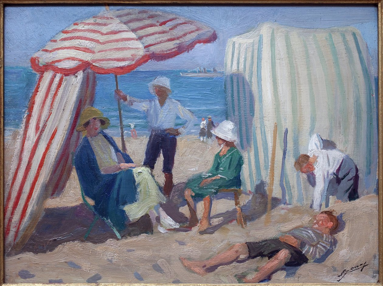 Kumsalda. Lucien Jonas (1880-1947), ahşap üzerine yağlı boya 1920, Fransız sanatı, 20. yüzyıl. Musée la piscine, Roubaix. by Lucien Hector Jonas