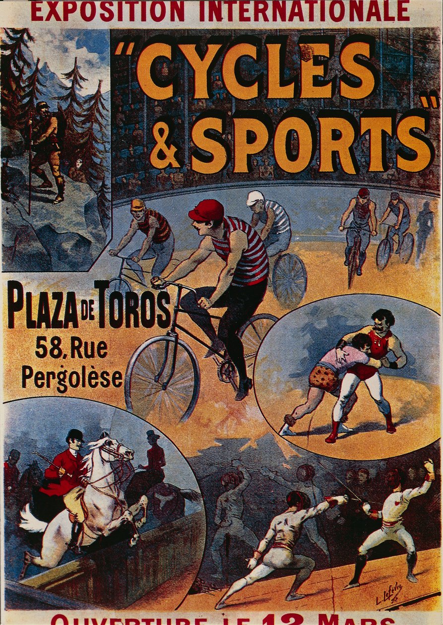Exposition Internationale Cycles et Sports, spora adanmış uluslararası sergi için reklam, Lucien Lefevre
