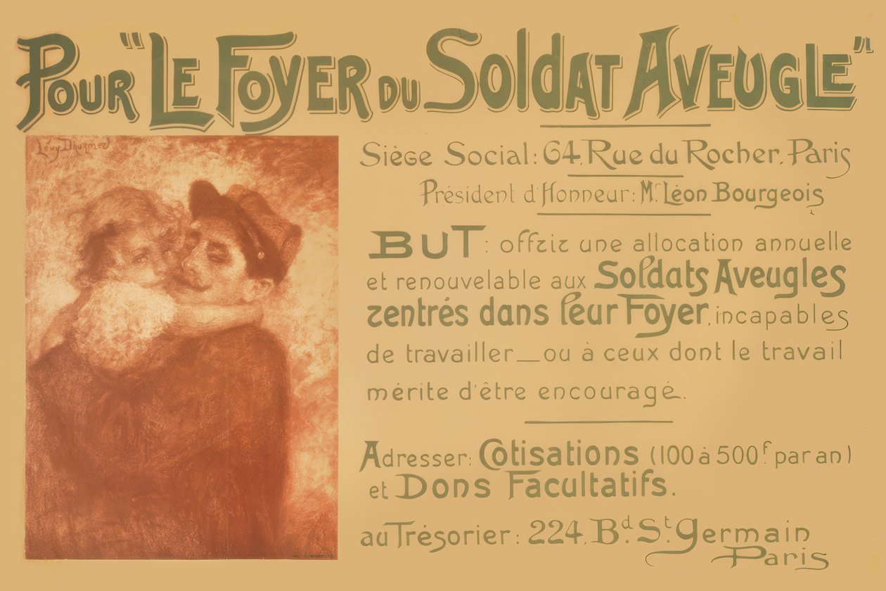 Küçük bir kızı tutan kör bir asker by Lucien Levy-Dhurmer