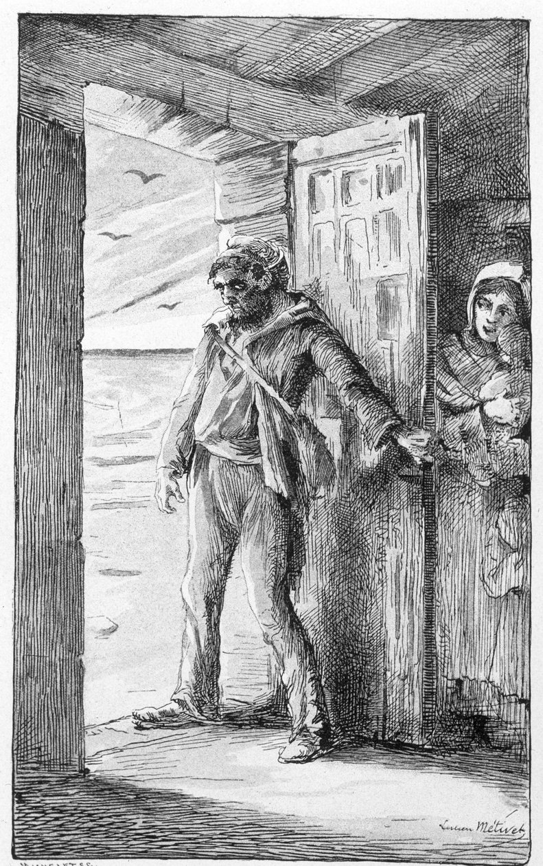 "denizcinin dönüşü" şarkısının illüstrasyonu (gravür) by Lucien Metivet