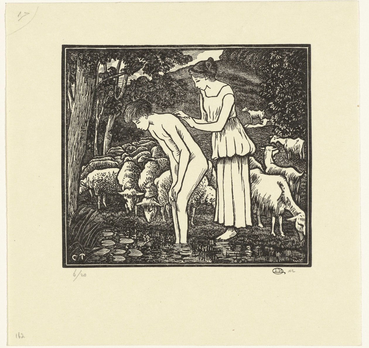 Daphnis Cloë tarafından yıkanır Daphnis et Chloé (dizi adı) by Lucien Pissarro