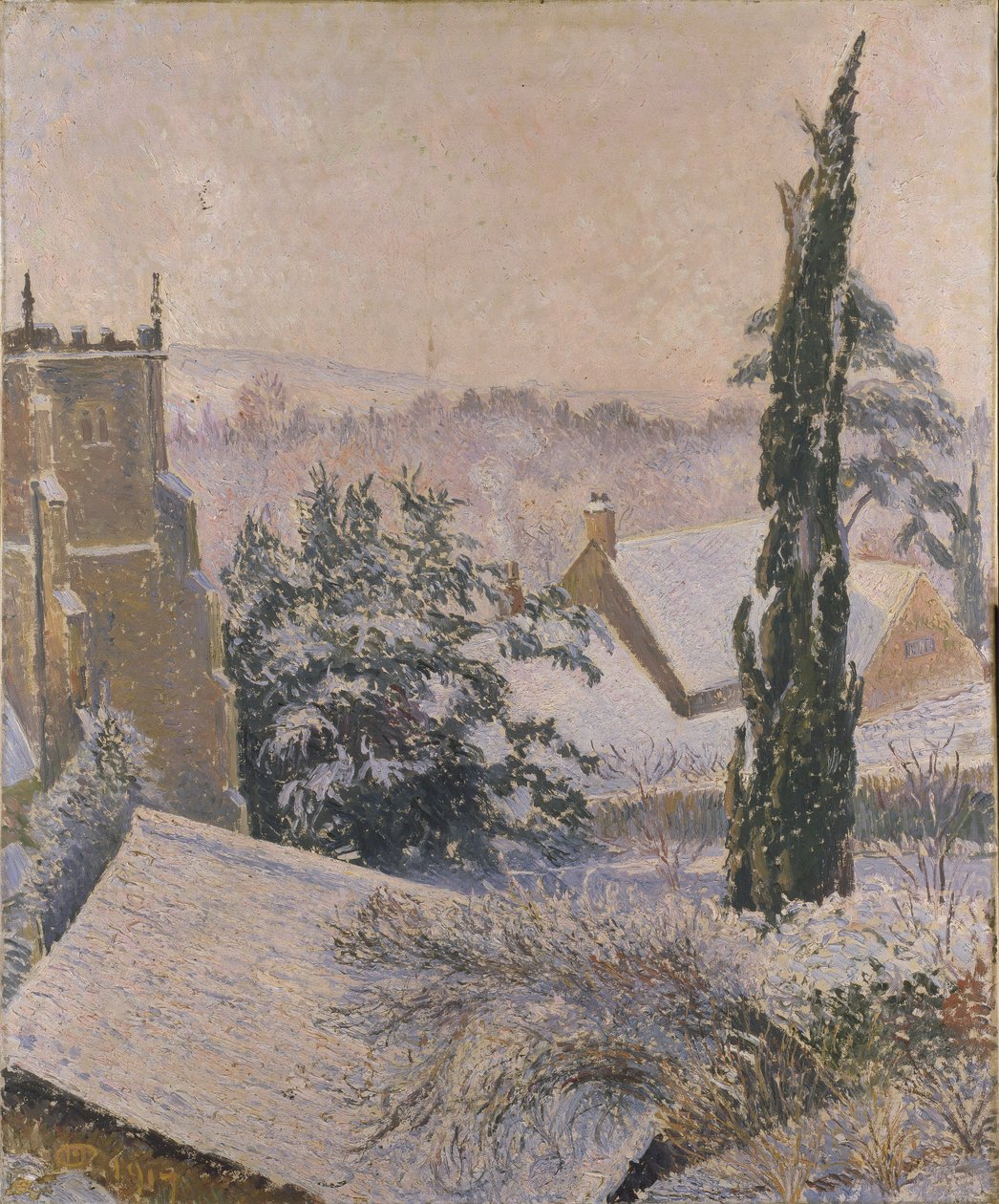 Doğu Knoyle Kilisesi: Kar, 1917 by Lucien Pissarro