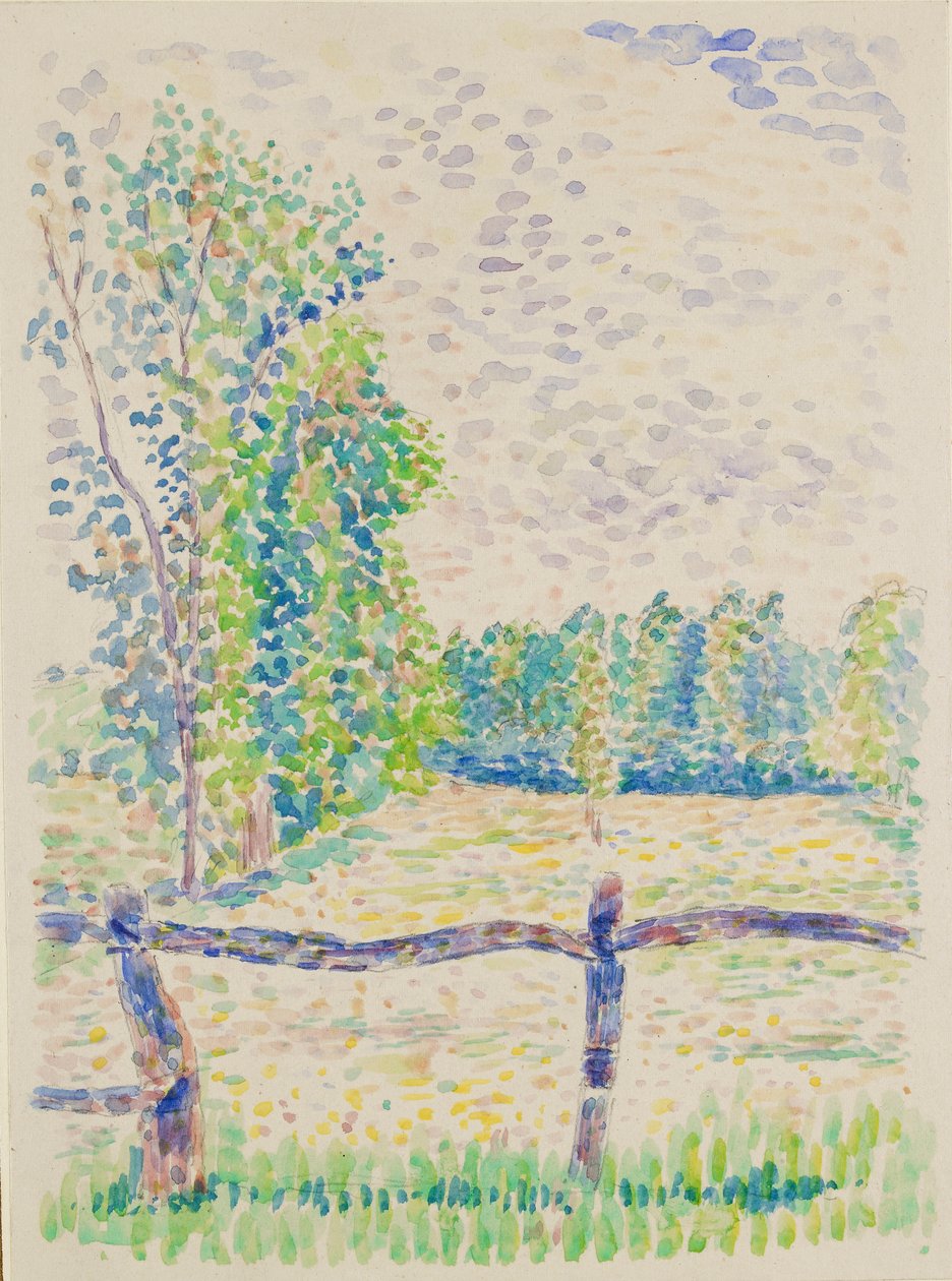 La Barriere, Eragny Meadows, c1886 by Lucien Pissarro