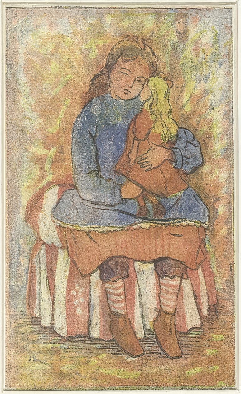oyuncak bebek ile kız by Lucien Pissarro