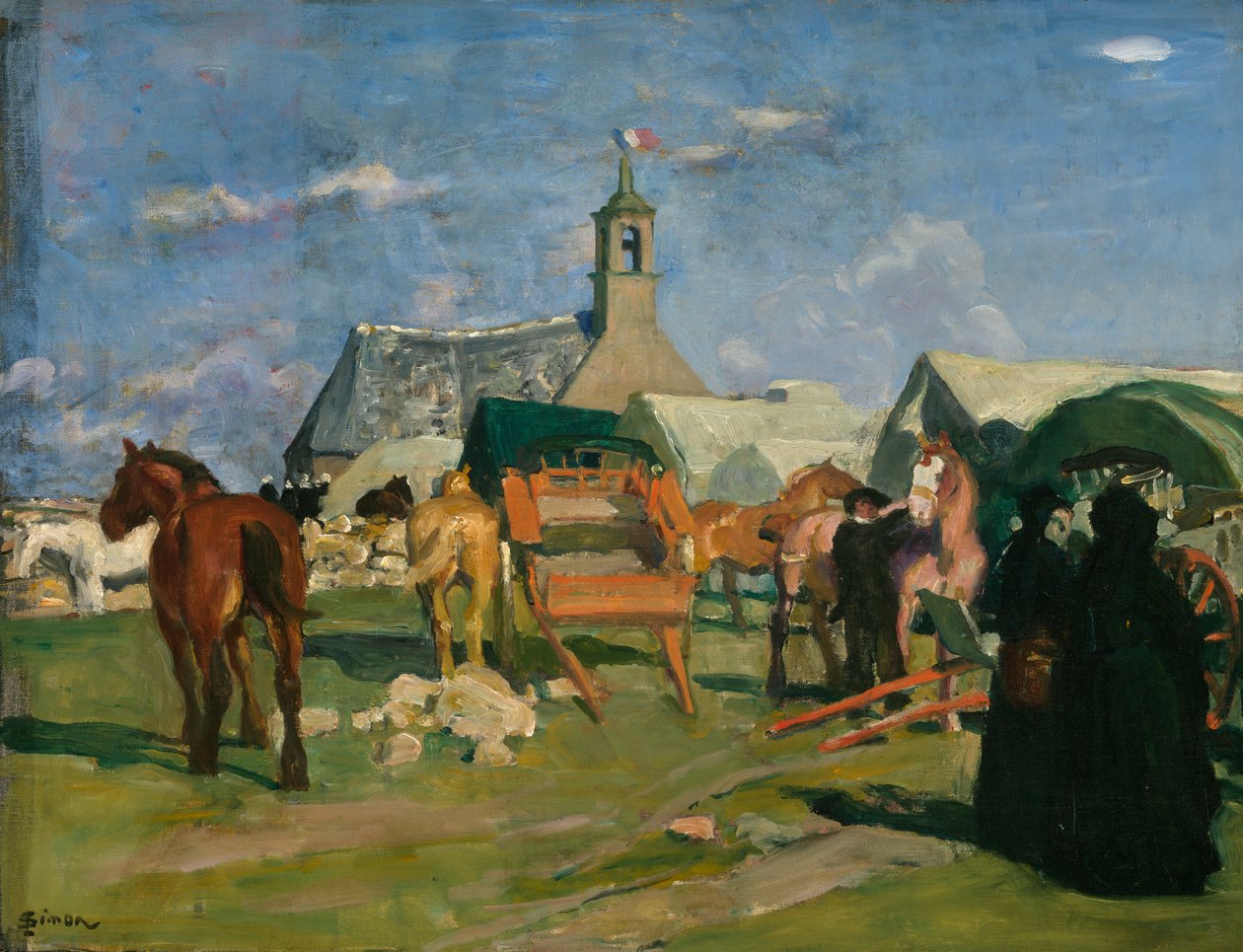 Sahne direği / Pardon de Notre-Dame de bon voyage (Pointe du Raz), c.1913 (tuval üzerine yağlıboya) by Lucien Simon