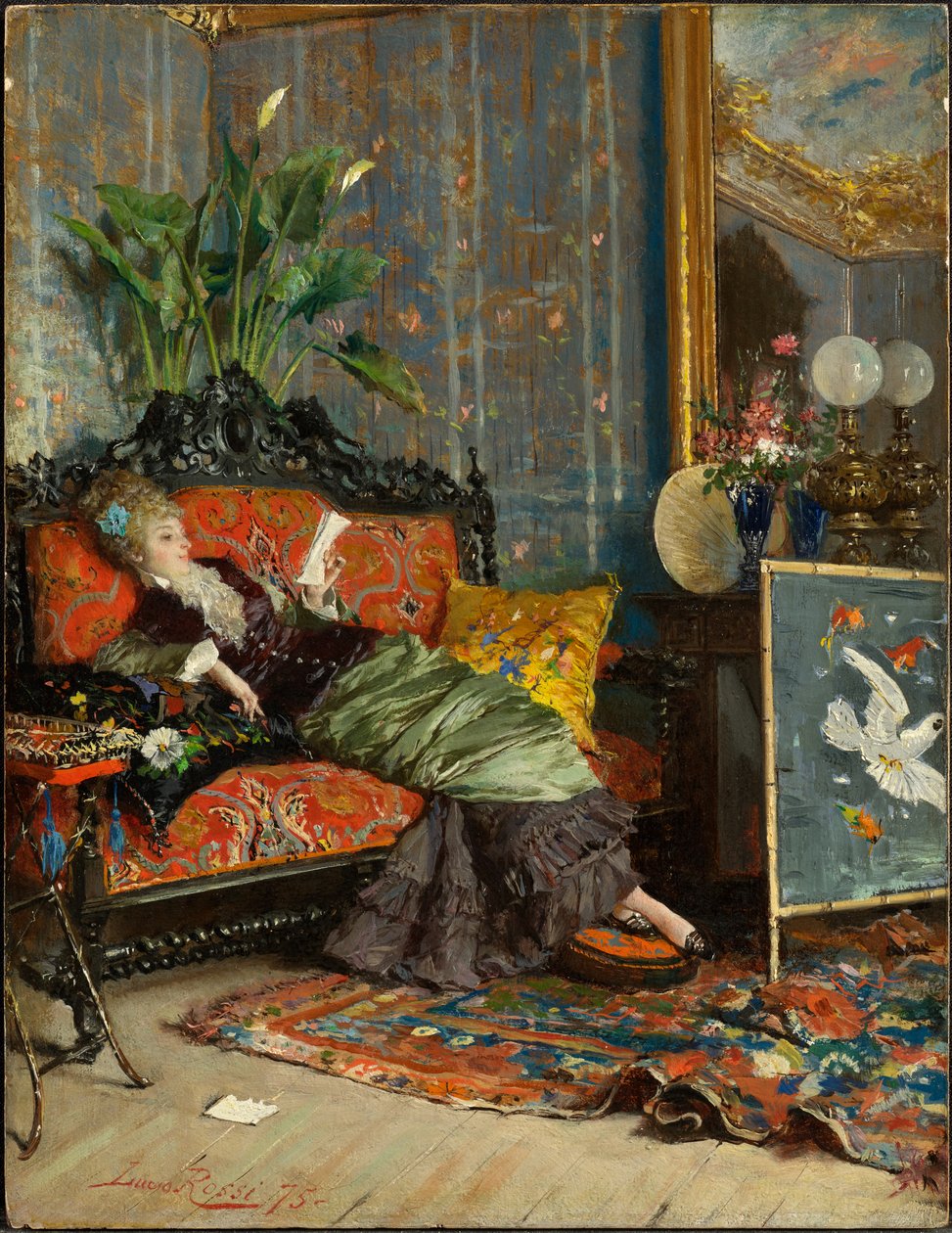 Genç Kadın Okuma, 1875 by Lucius Rossi