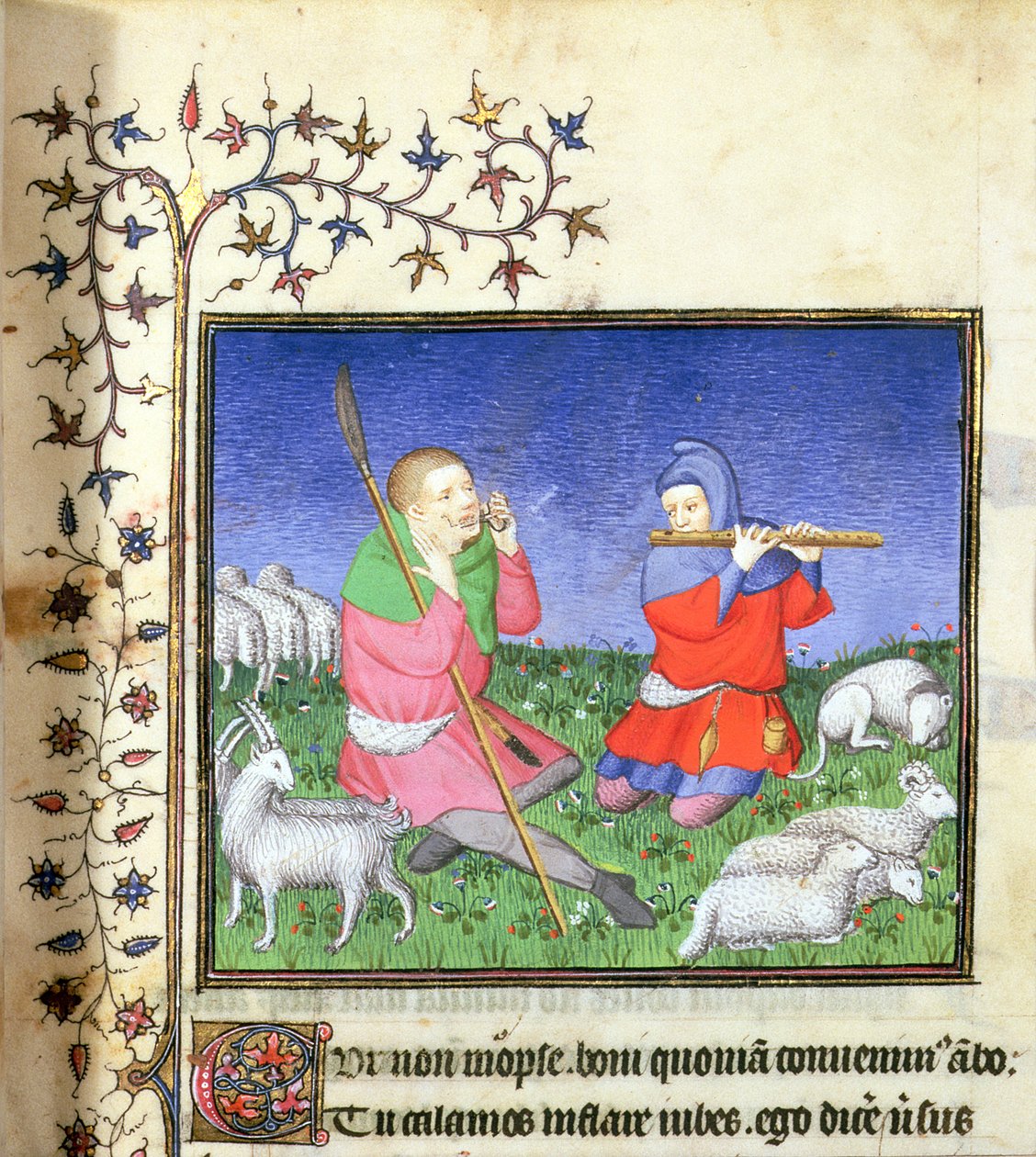 HANIM. 307, fol.20r, Eklogue 5 için İllüstrasyon, Paris, c.1410 by Lucon Master