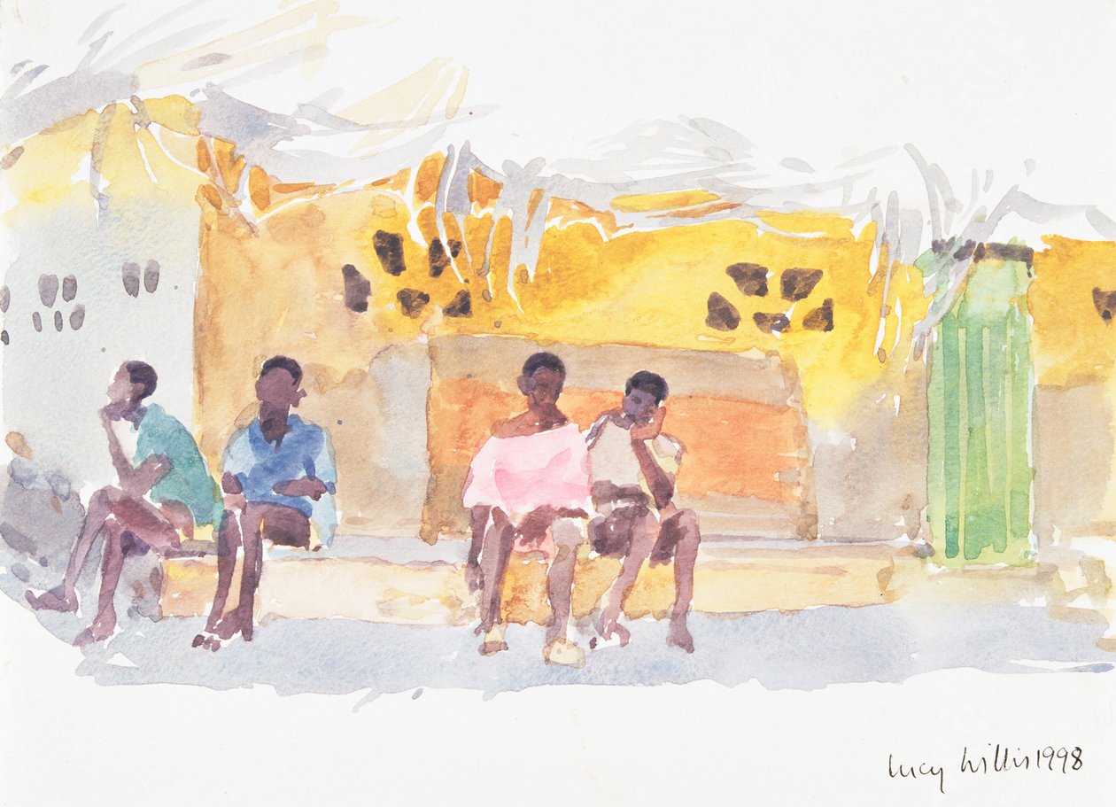 Bekleyen Çocuklar, 1998 (kağıt üzerinde wc) by Lucy Willis