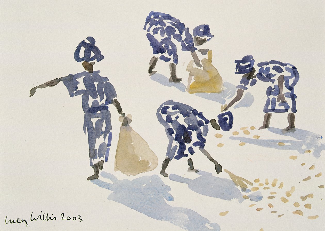 Yaprakları Temizleme, Senegal, 2003 (kağıt üzerinde wc) by Lucy Willis