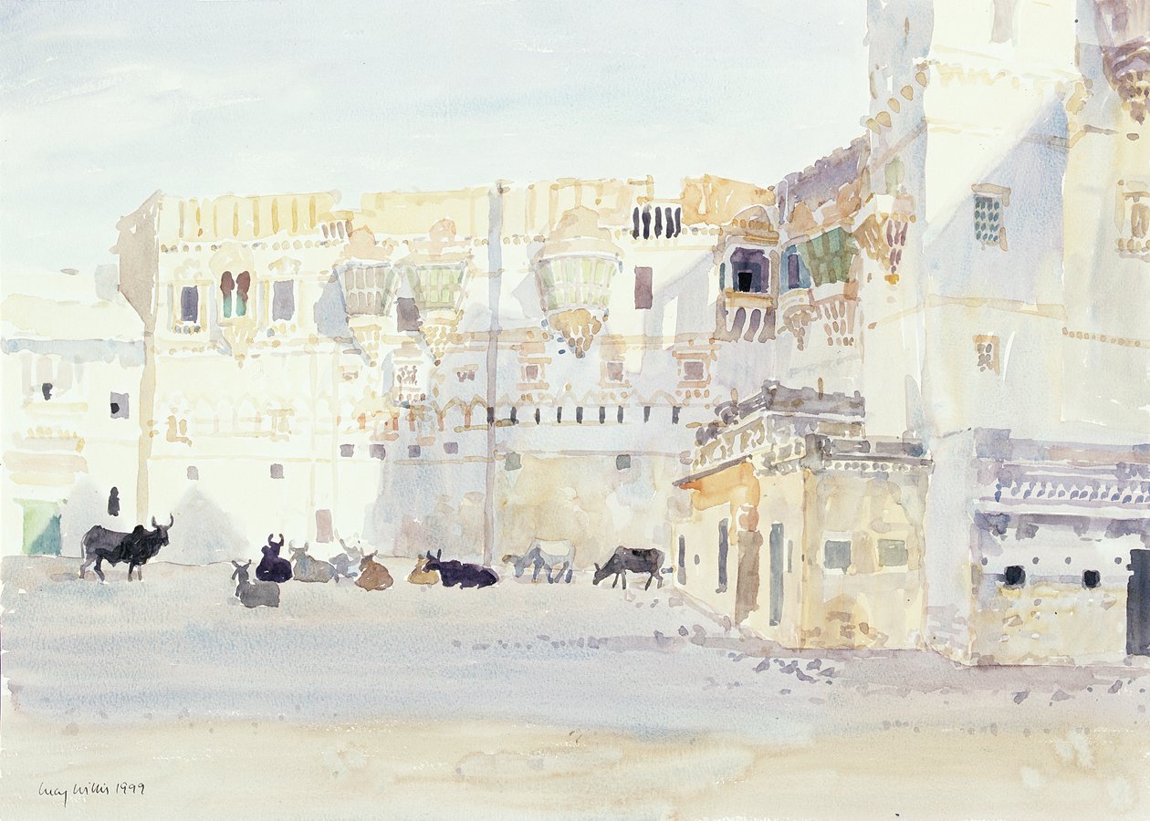 Sarayda Akşam, Bhuj, 1999 (kağıt üzerinde wc) by Lucy Willis