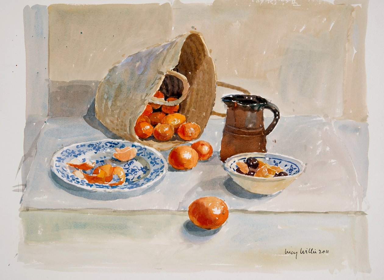 Portakal ve Leach Sürahisi, 2011 (kağıt üzerinde wc) by Lucy Willis