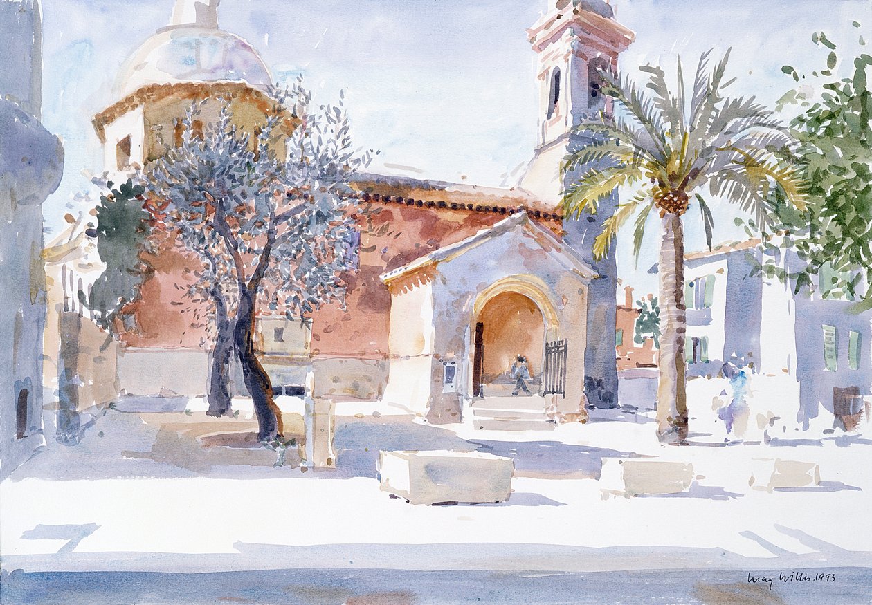 Provencal Kilisesi, 1993 (kağıt üzerinde wc) by Lucy Willis