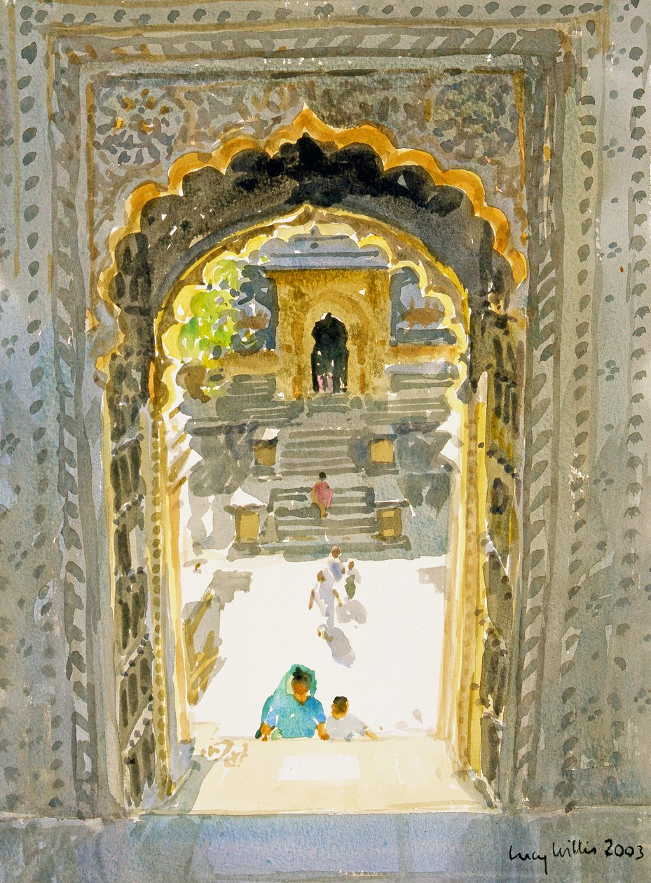 Maheshwar Tapınağı, 2003 (kağıt üzerinde wc) by Lucy Willis