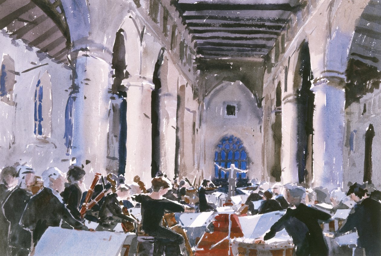 Uvertür, St. Marys Bridgwater, 1989 (kağıt üzerinde wc) by Lucy Willis