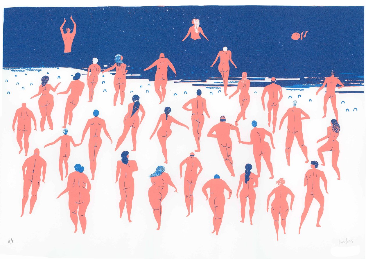 Nude Beach Run, 2016 (serigrafi baskı) by Lucy Banaji