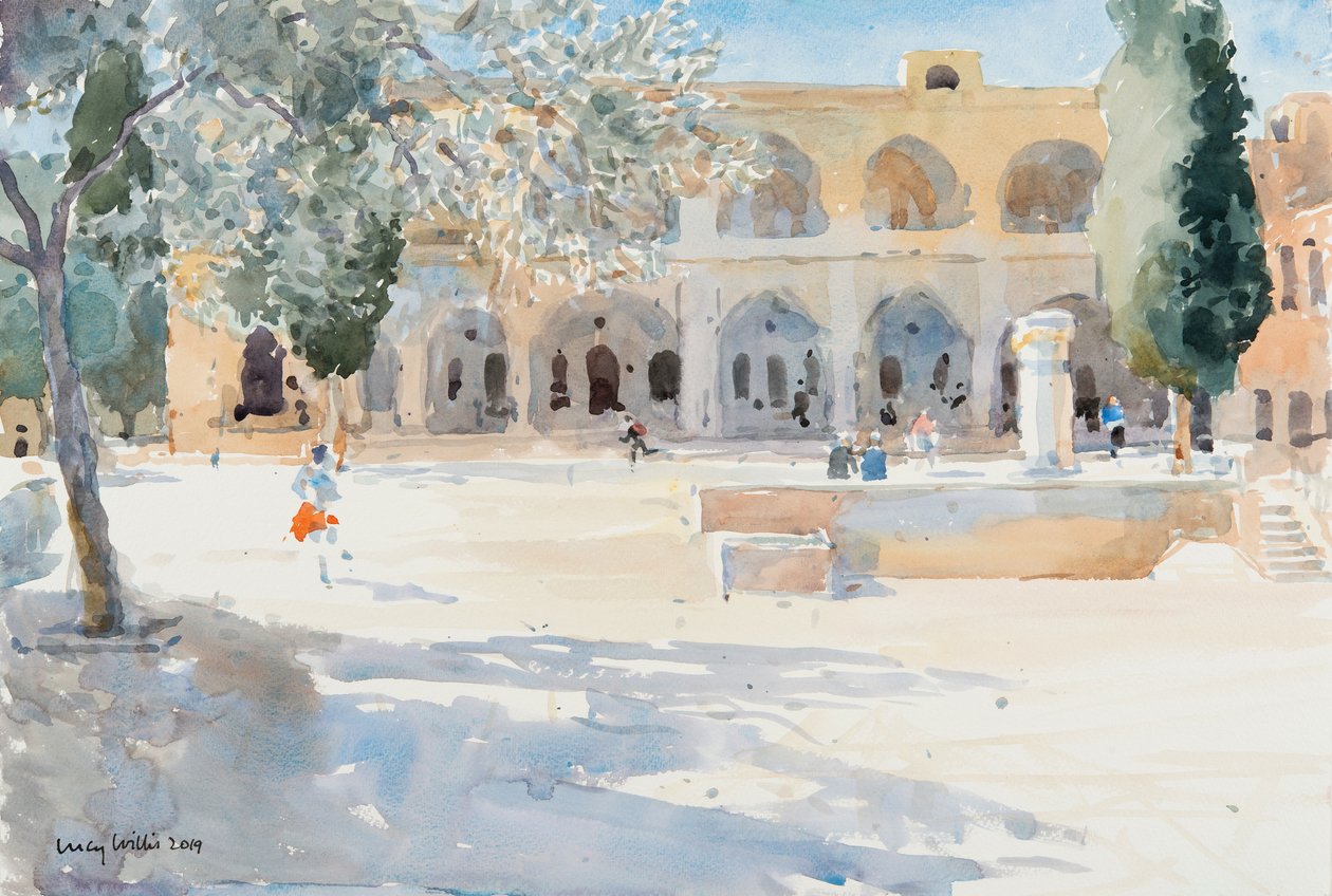 Batei Mahase Meydanı, Eski Kudüs, 2019 (kağıt üzerinde w/c) by Lucy Willis