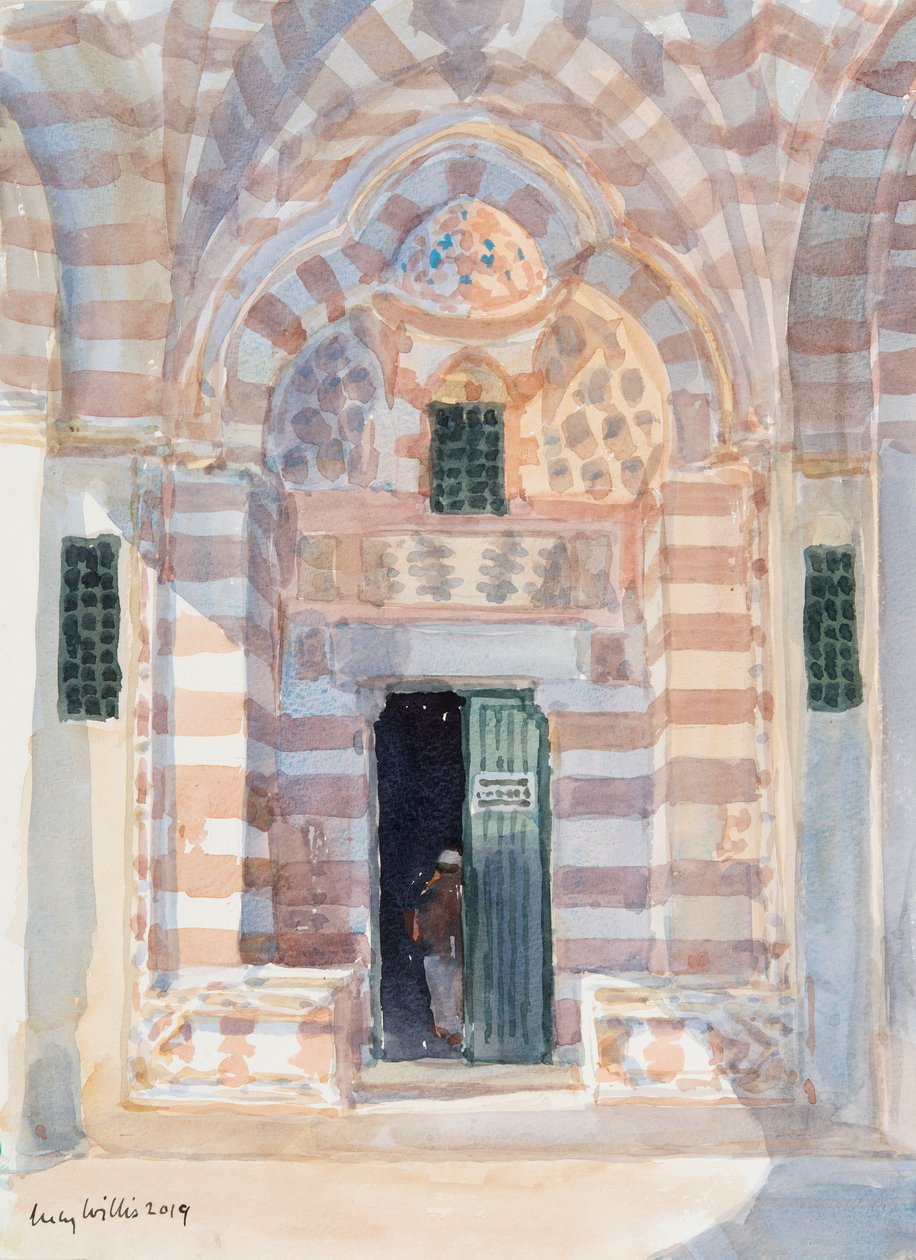 Gölgeli Giriş, Tapınak Dağı, Kudüs, 2019 (kağıt üzerinde w/c) by Lucy Willis