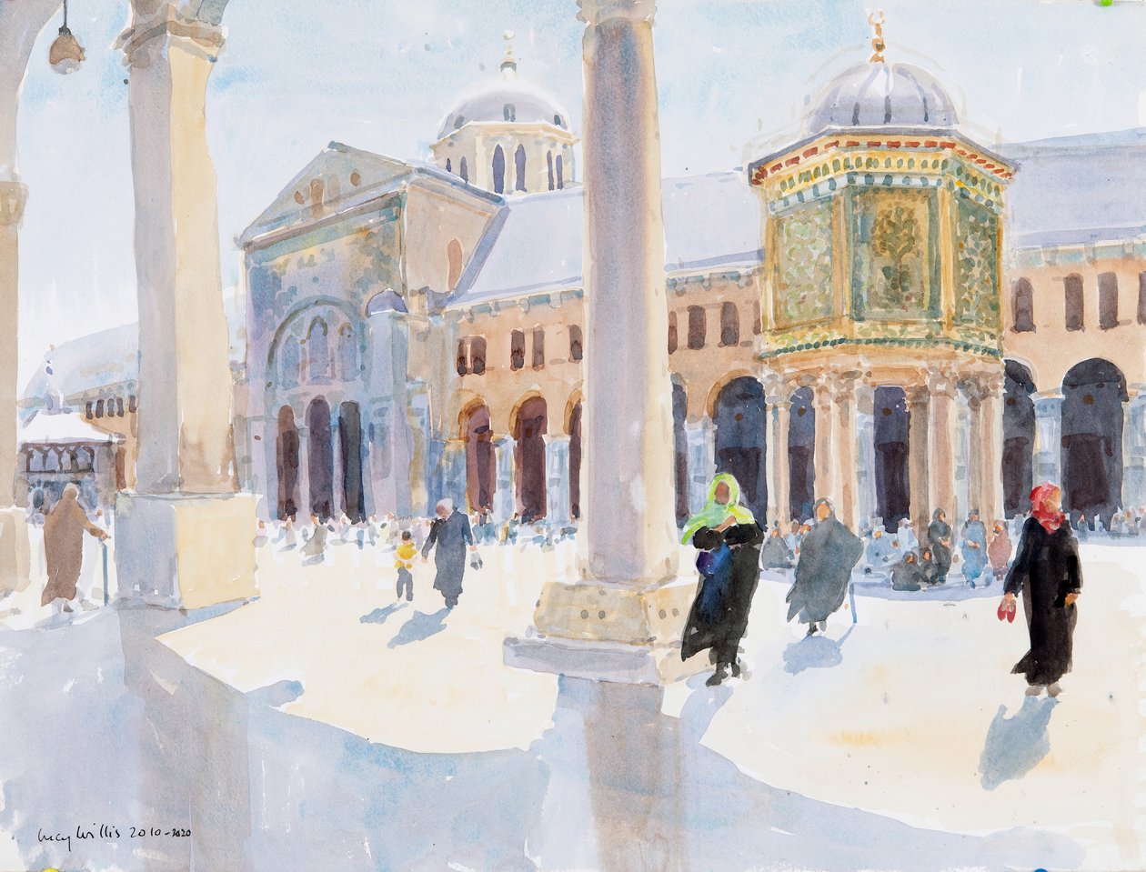 The Great Emevi Camii, Şam, Suriye, 2019 (kağıt üzerinde w/c) by Lucy Willis