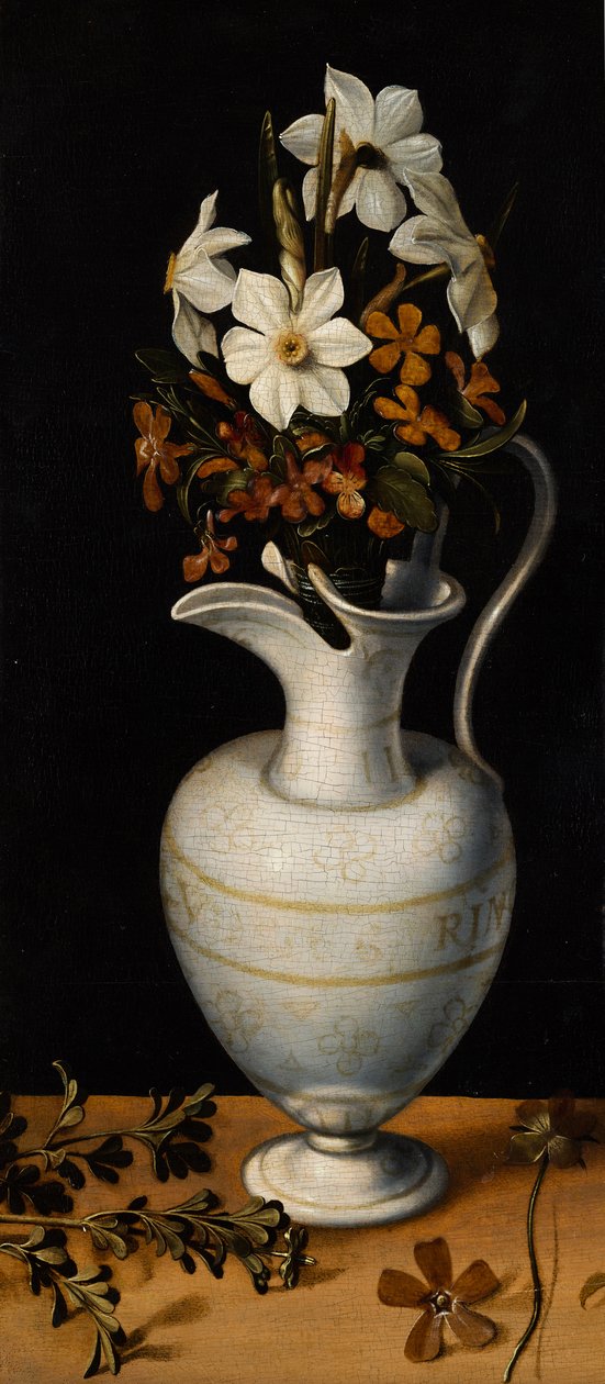 Bir sürahi içinde nergis, deniz salyangozu ve menekşe by Ludger Tom the Younger Ring