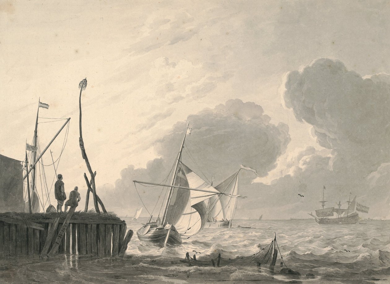 Fırtına Toplarken Denizde Liman by Ludolf Bakhuizen