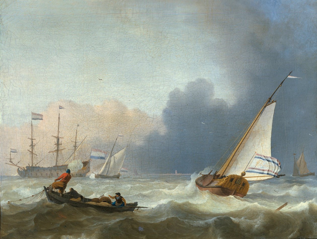 Yelken Altında Hollandalı Bir Yat ile Kaba Deniz by Ludolf Bakhuizen