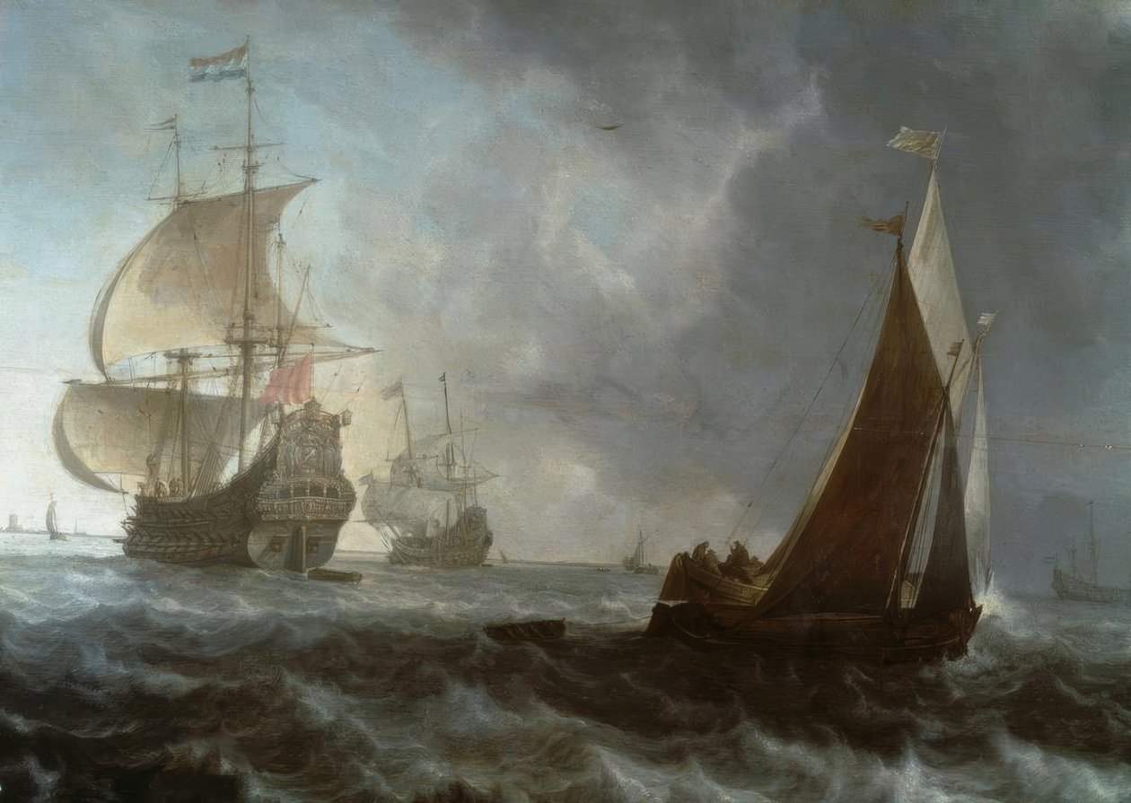 Hollanda savaş gemileri by Ludolf Backhuysen