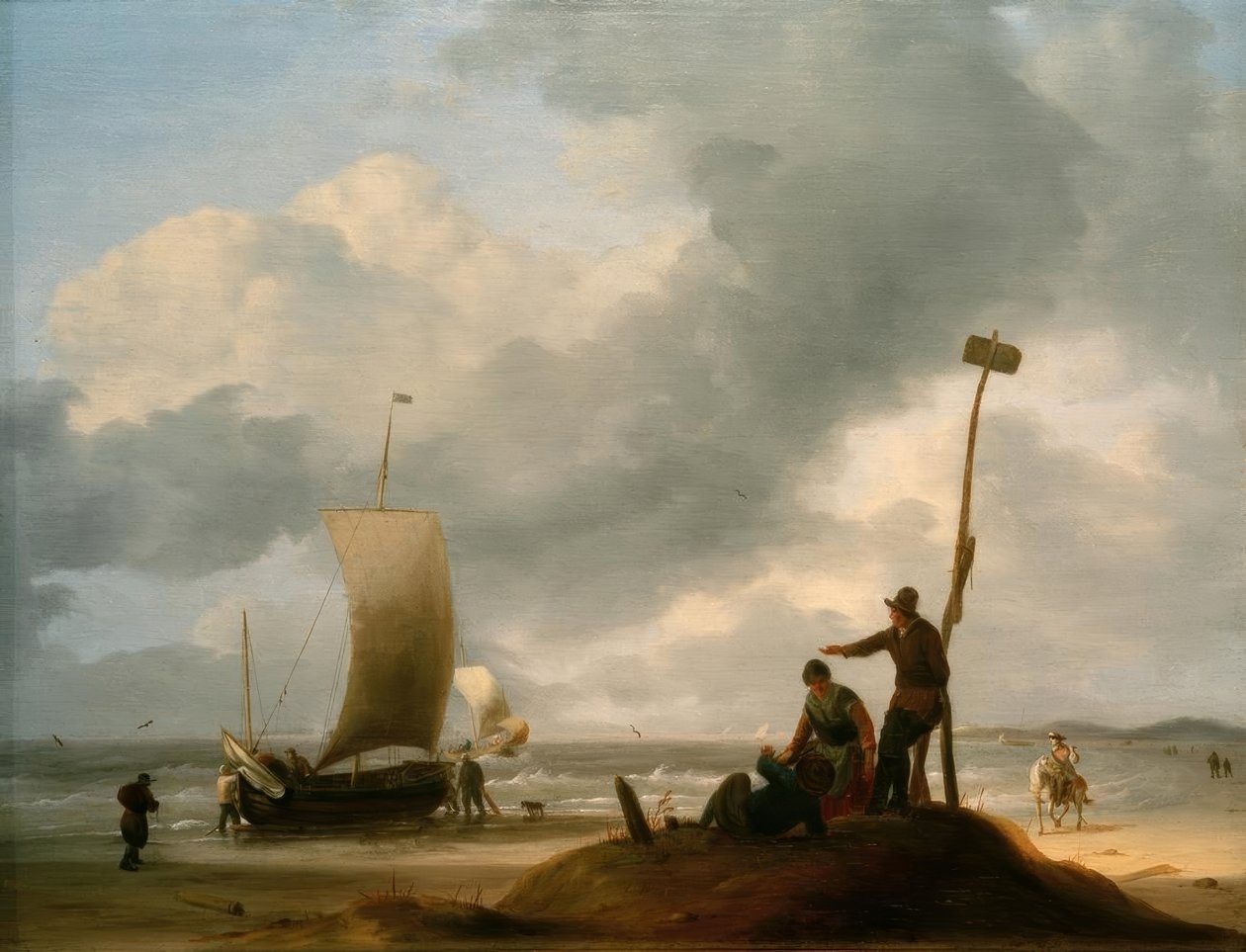 balıkçı tekneleri ile plaj by Ludolf Backhuysen