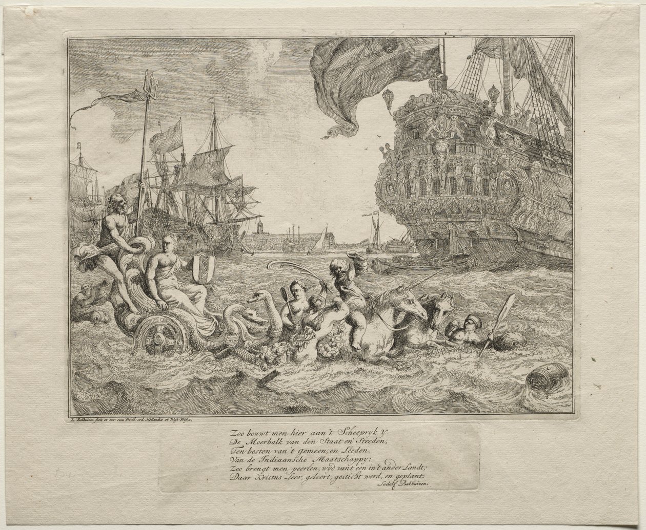Neptün Arabasındaki Amsterdam Binicisinin Kişileştirilmesi, 1701. by Ludolf Backhuysen