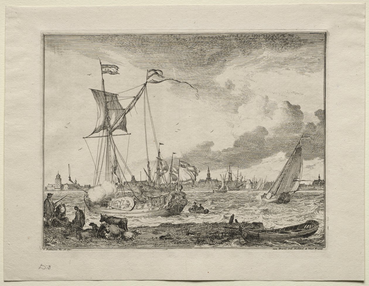 Ön Planda Gemilerle Amsterdam Görünümü, 1701. by Ludolf Backhuysen