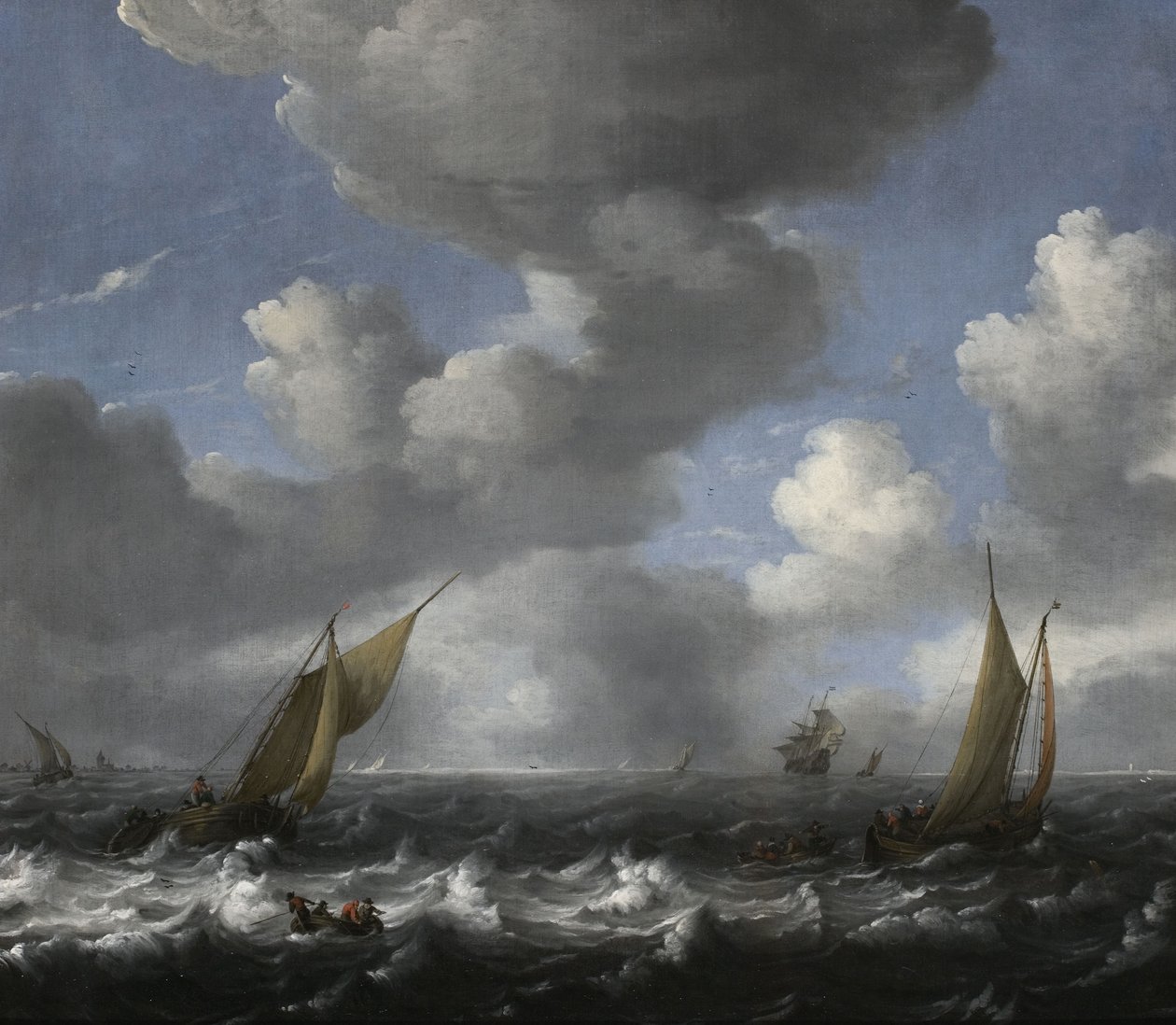 Balıkçı Tekneleri ile Deniz Manzarası by Ludolf Bakhuizen