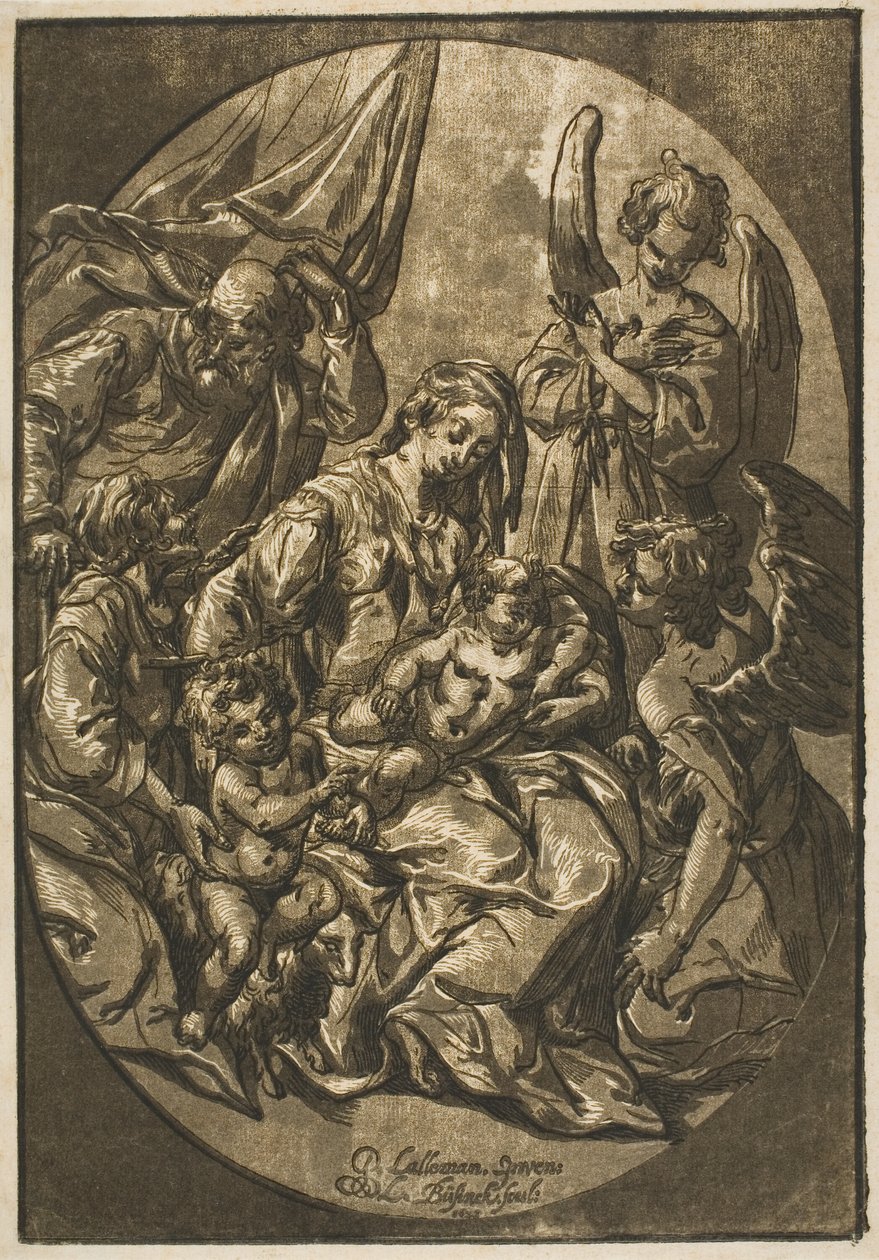 Oval Çerçevede Kutsal Aile by Ludolph Büsinck