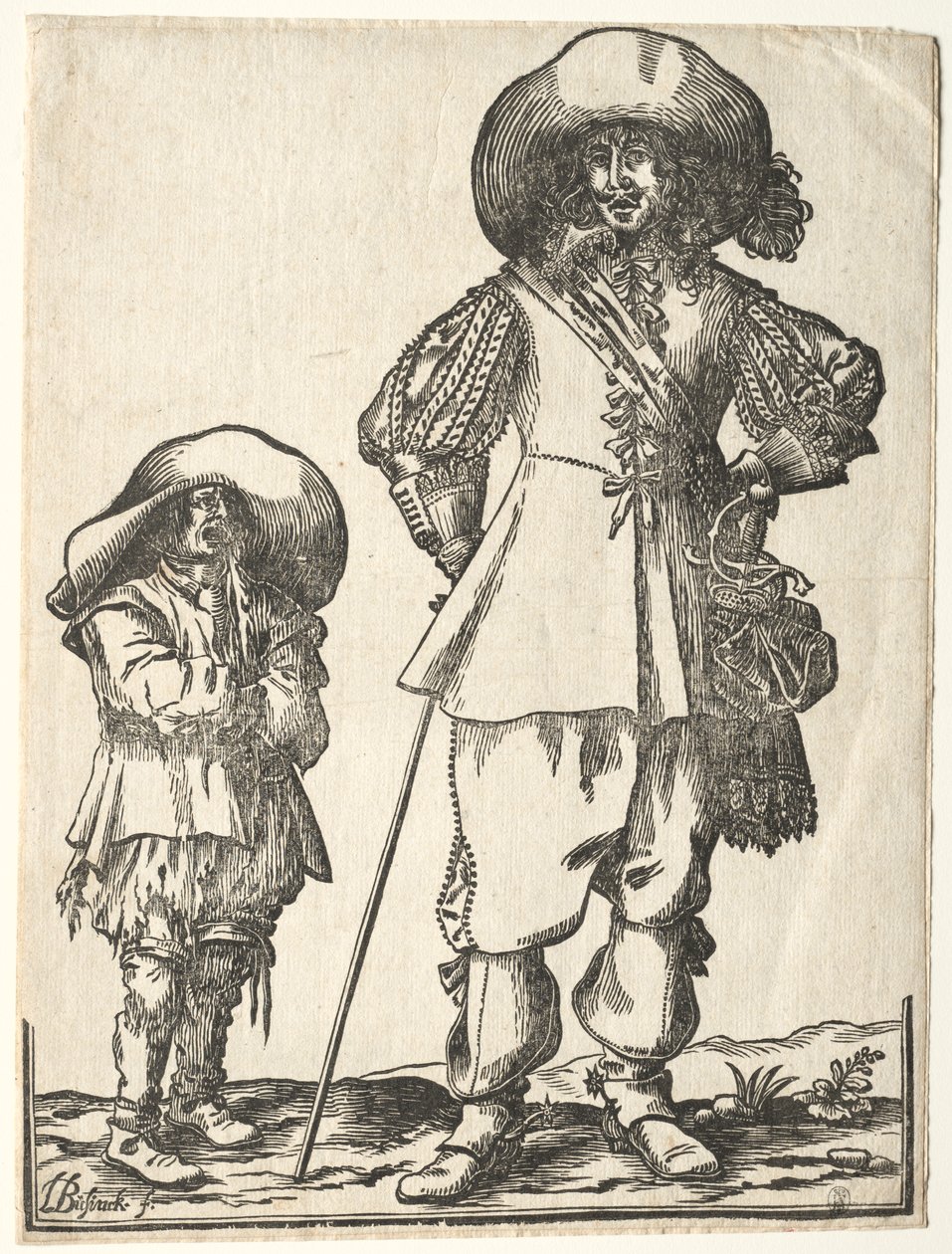 Ayakta Cavalier ve Dilenci Çocuk by Ludolph Büsinck