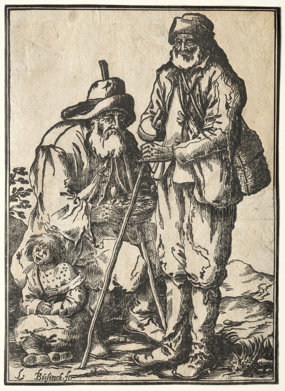 İki Dilenci ve Cüzzamlı Çocuk by Ludolph Büsinck
