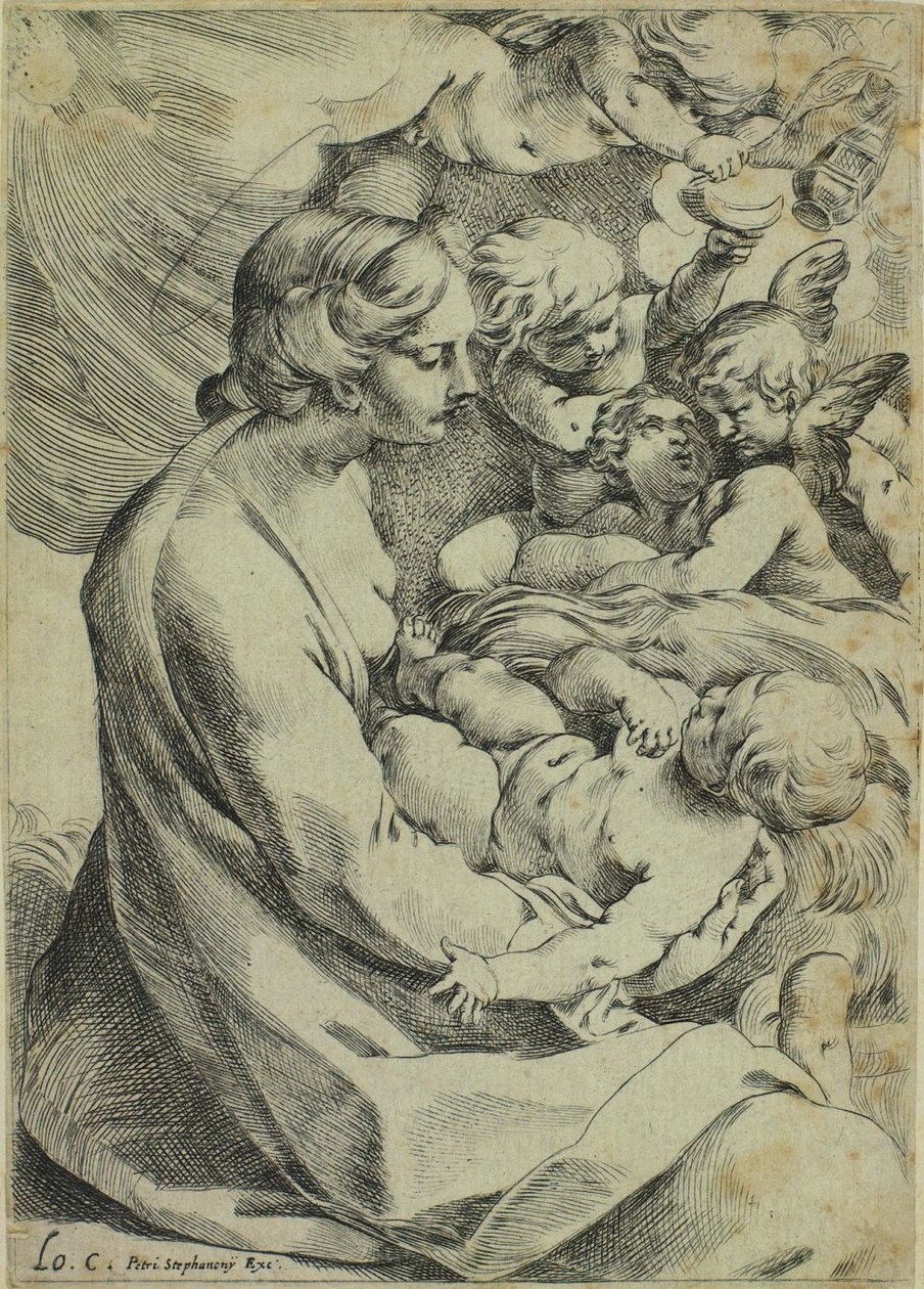 Melekler tarafından çevrili Bakire ve Çocuk by Ludovico Carracci
