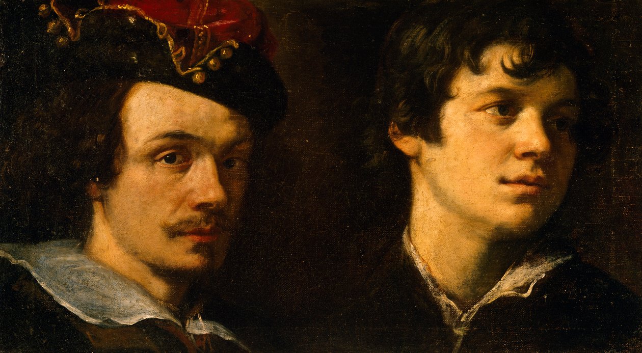 Ludovico Cardi tarafından il Cigoli (1559-1613) olarak bilinen iki kafa, resim. by Ludovico Cardi