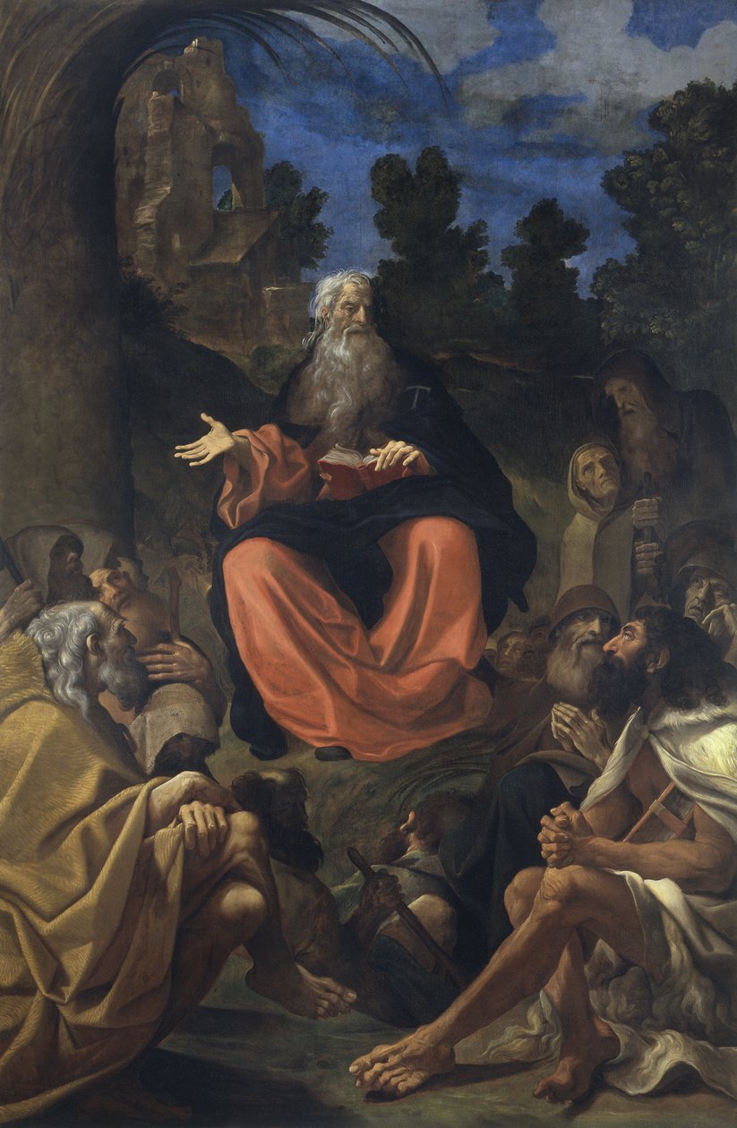 Başrahip Aziz Anthony Hermitlere vaaz veriyor by Ludovico Carracci