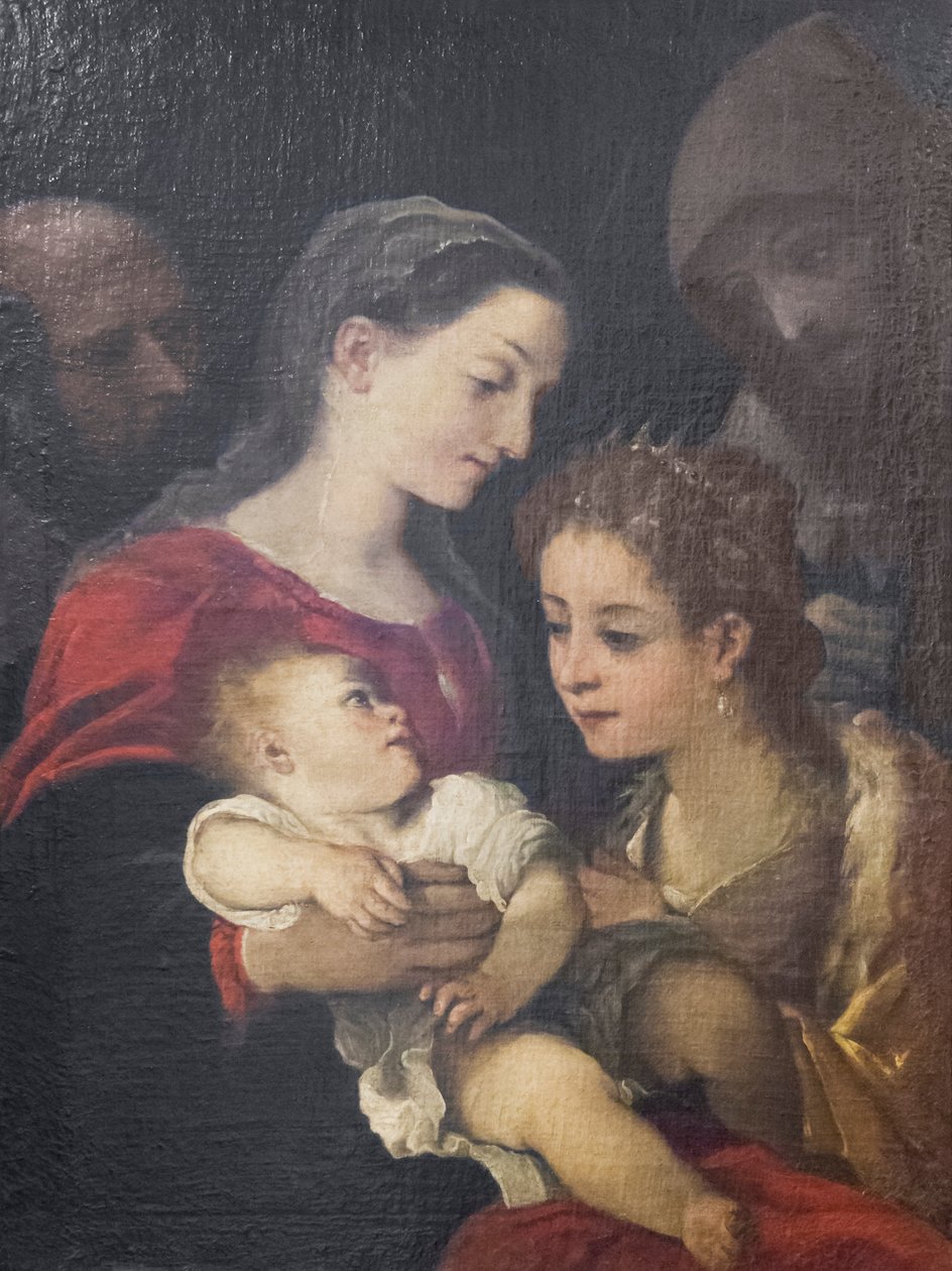 Aziz Francis ve İskenderiyeli Catherine ile Kutsal Aile, c.1589-92 (tuval üzerine yağlı boya) by Ludovico Carracci
