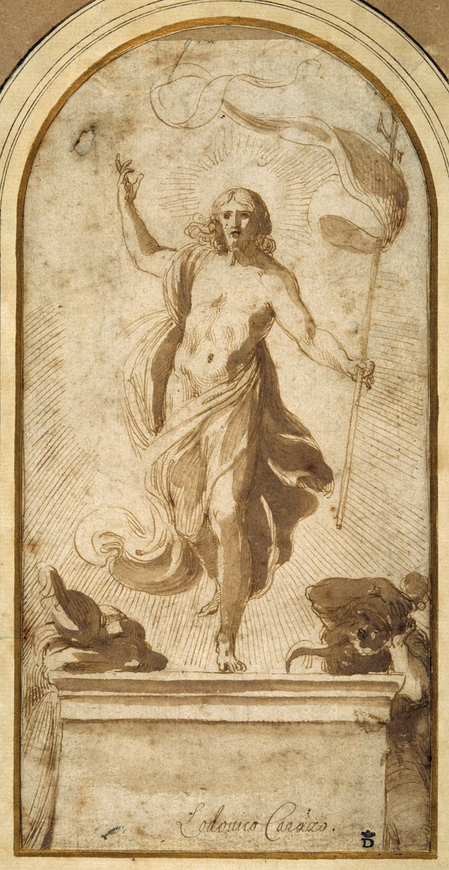 Diriliş (kahverengi yıkamalı kalem ve kahverengi mürekkep) by Ludovico Carracci