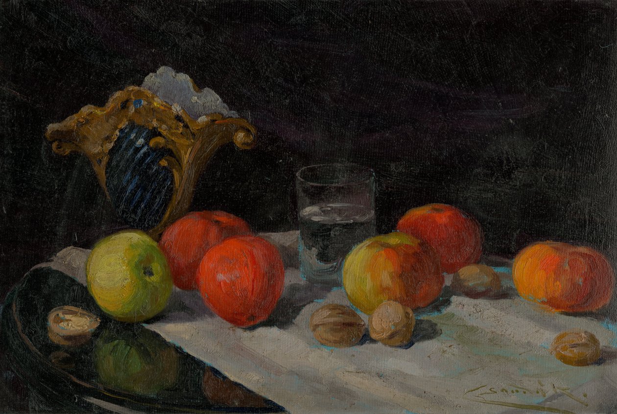 Elma ile natürmort by Ludovit Cordak
