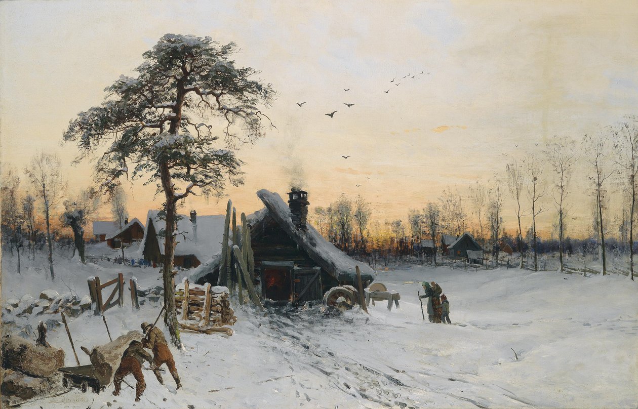 Akşam ışığında kış manzarası by Ludvig Munthe
