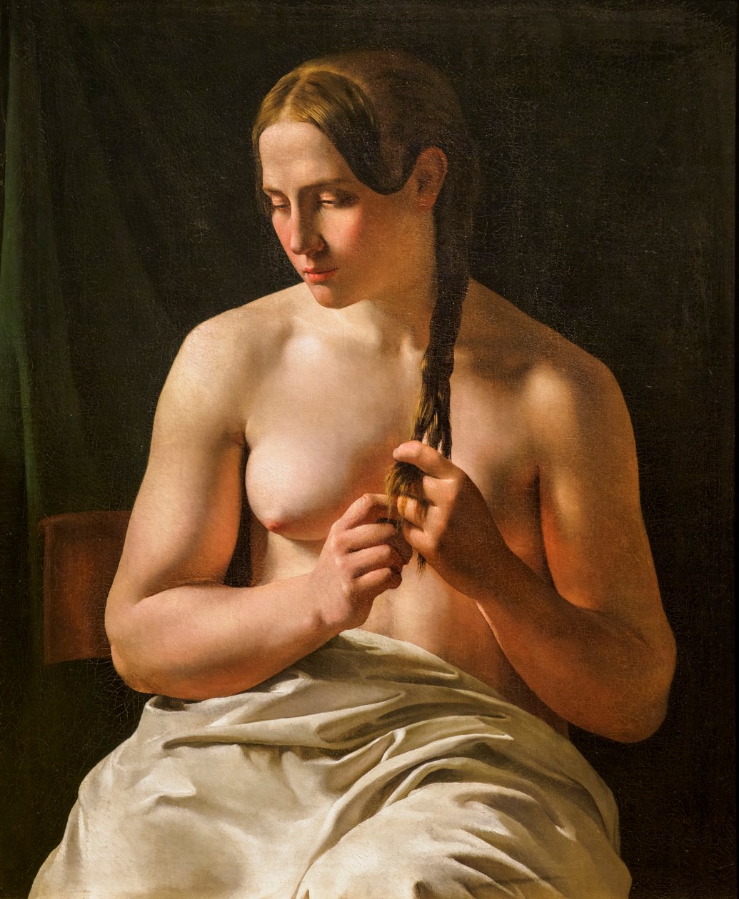 Saçını Katlayan Bir Kadın by Ludvig August Smith