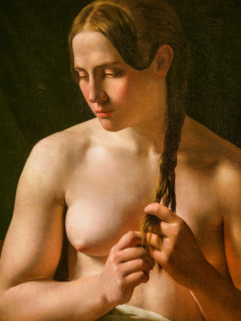Saçını Katlayan Bir Kadın, detay by Ludvig August Smith
