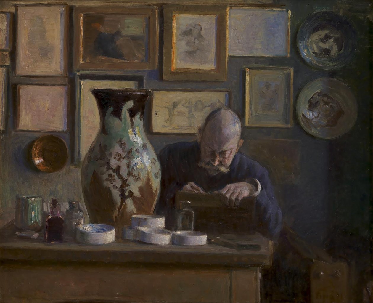 Mimar Thorvald Bindesbøll stüdyosunda by Ludvig Find