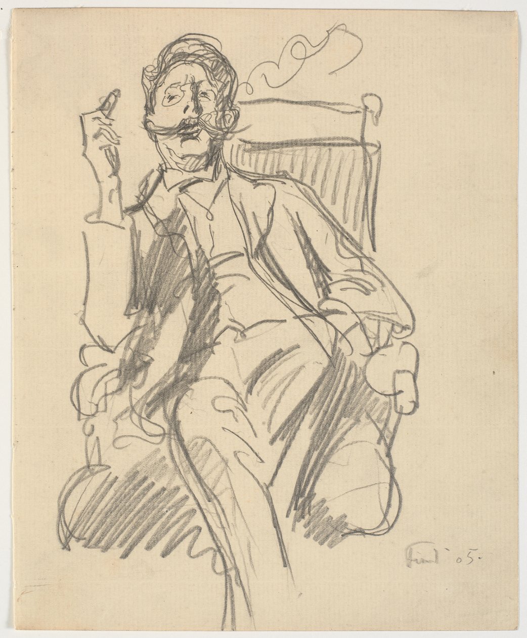 Sanat tarihçisi Carl V. Petersen, oturmuş, puroyla by Ludvig Find