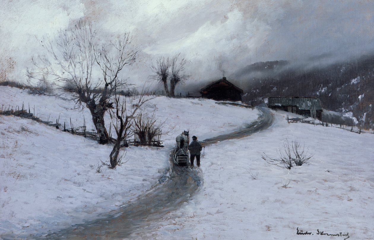 At ve kızak olan adam by Ludvig Skramstad