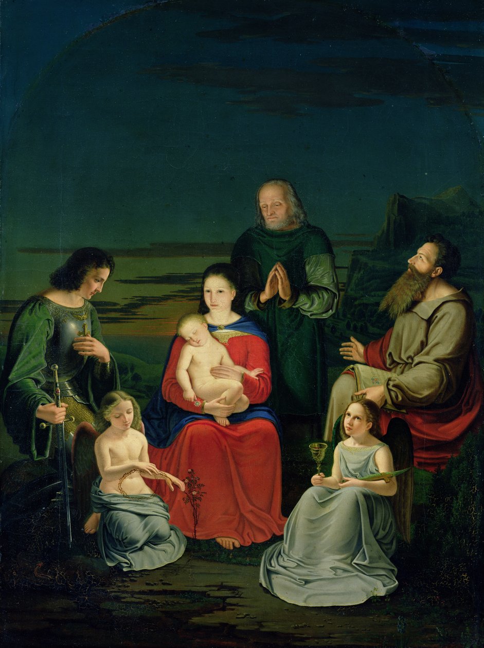 Melekler ve Azizler ile Kutsal Aile, c.1824 by Ludwig Emil Grimm
