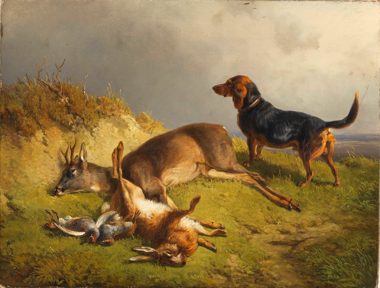 Öldürülen oyun ve av köpeği by Ludwig Gustav Voltz