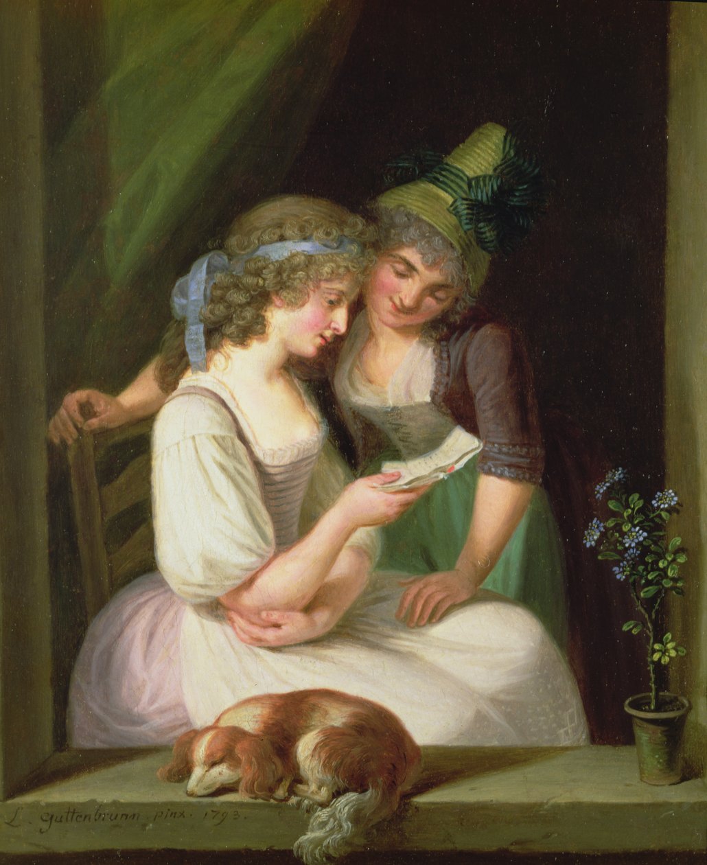 Bir Mektup Okuyan İki Kadın by Ludwig Guttenbrunn
