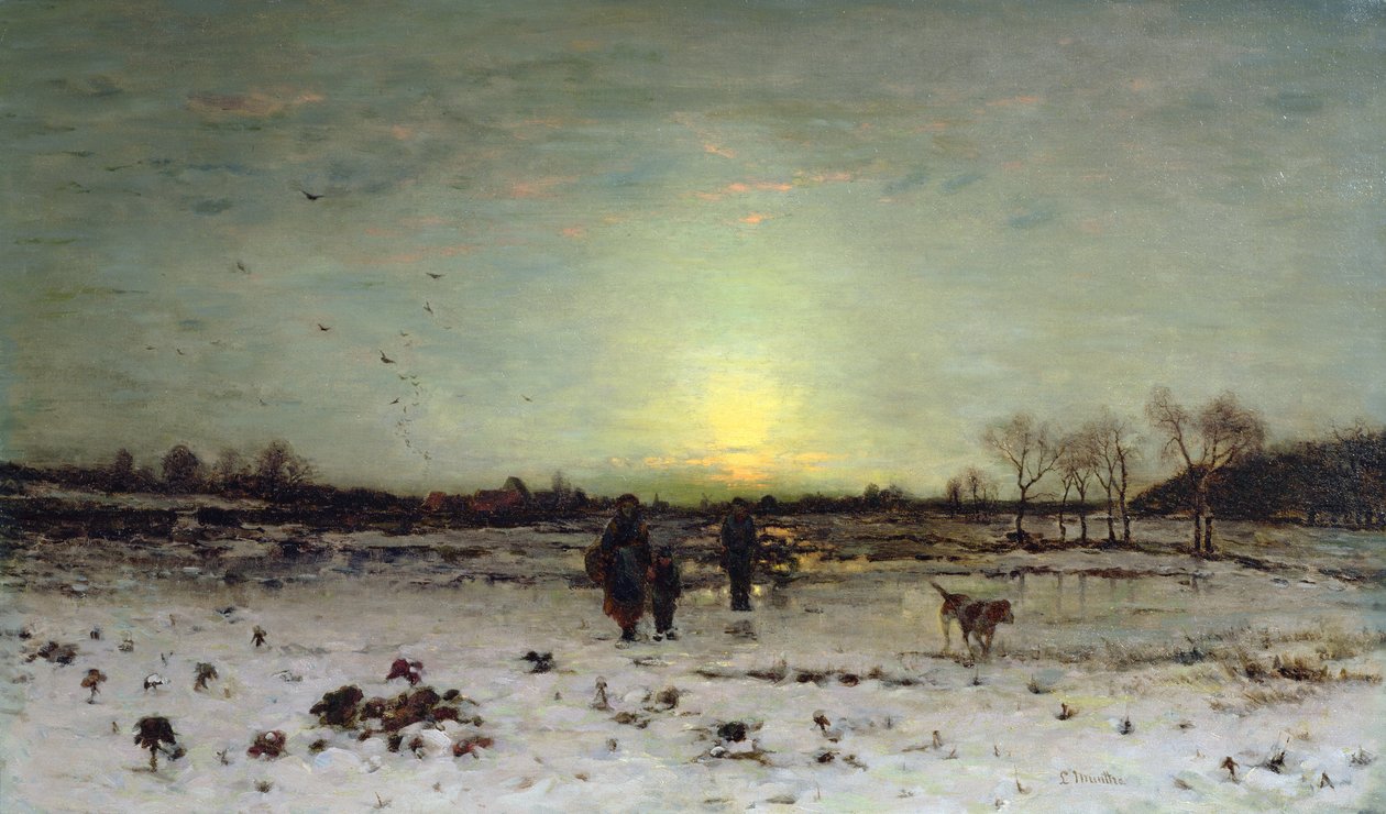 Gün batımında kış manzarası by Ludwig Munthe