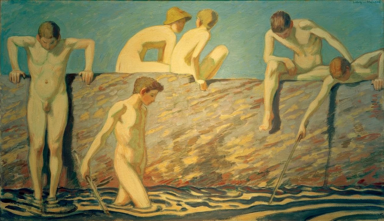 banyo yapan çocuk by Ludwig von Hofmann